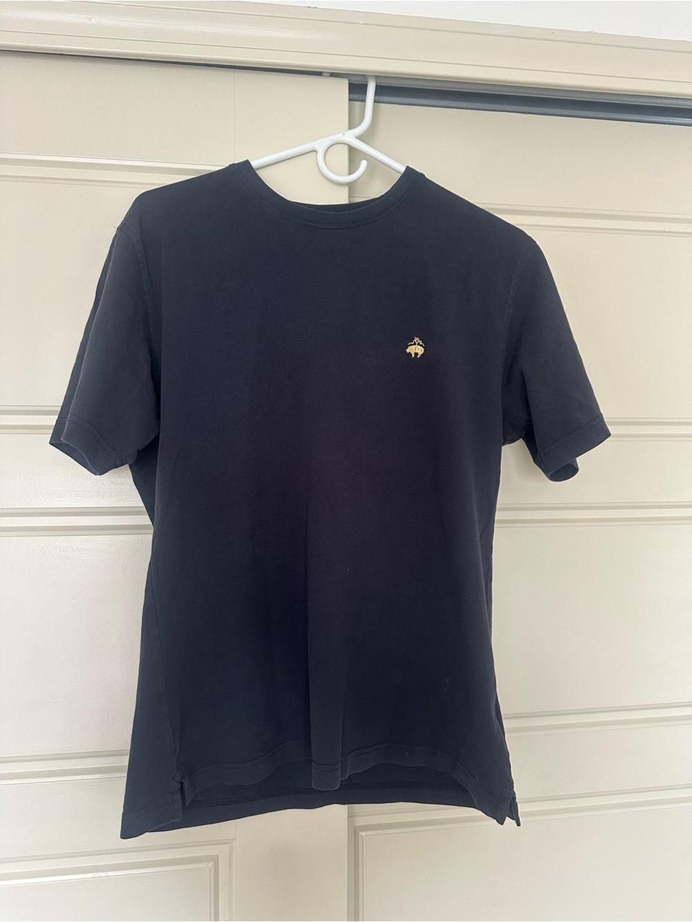Brooks Brothers Black Short-Sleeve Crewneck T-Shirt with Gold Embroidered Logo
